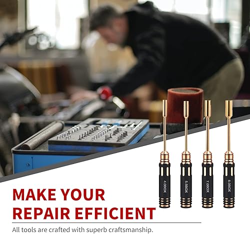 Miniatura 5 de Buddy RC Juego de destornilladores de tuerca hexagonal, kit de herramientas de reparación con revestimiento de nitruro de titanio, 0.157 in, 0.217