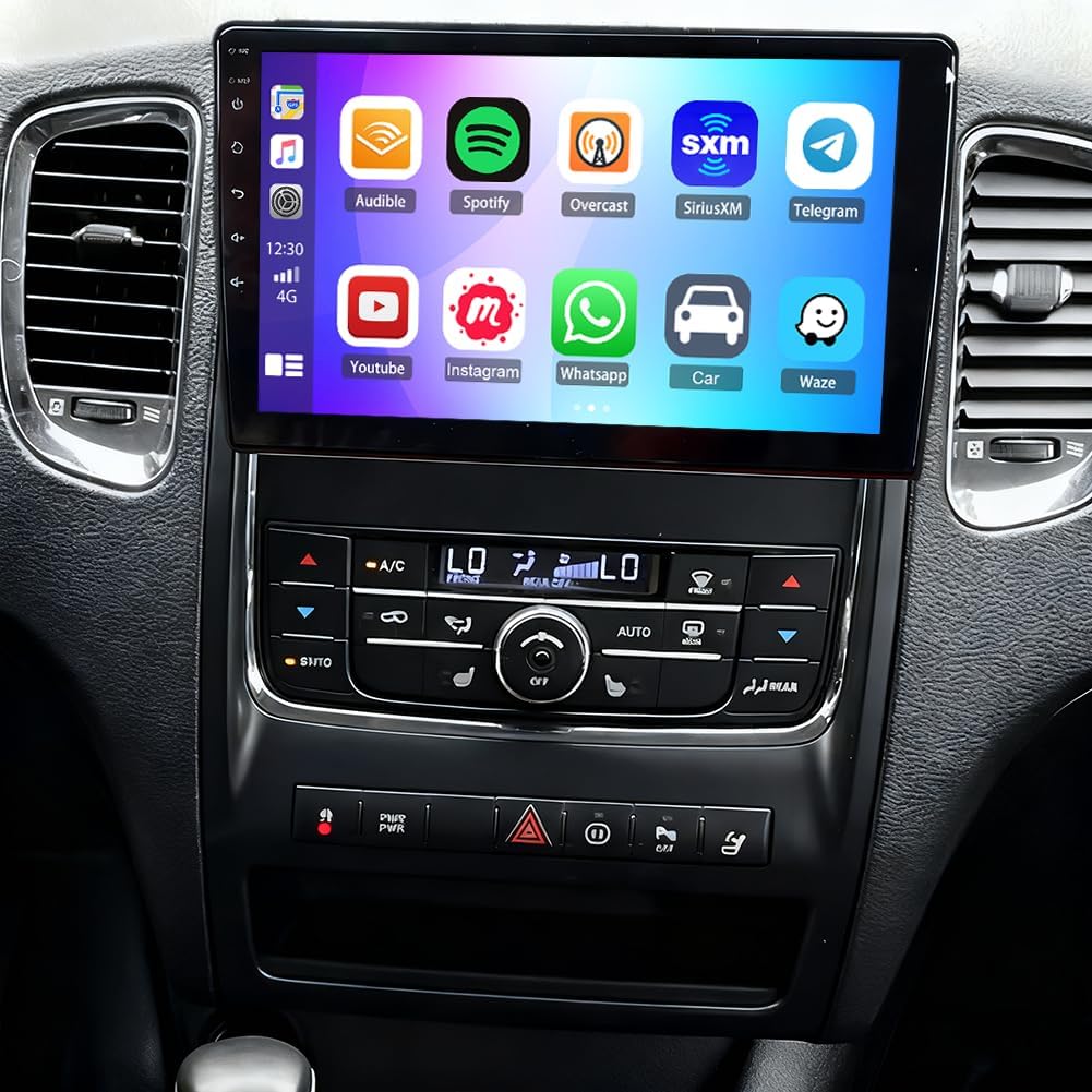 10 inch Car Stereo Radio for Dodge Durango 2011 2012 2013 Upgrade CarPlay Touch Screen Head Unit Car Stereo with Wireless Carplay Android Auto GPS Bluetooth WiFi FM RDS DSP SWC Backup Camera Mic