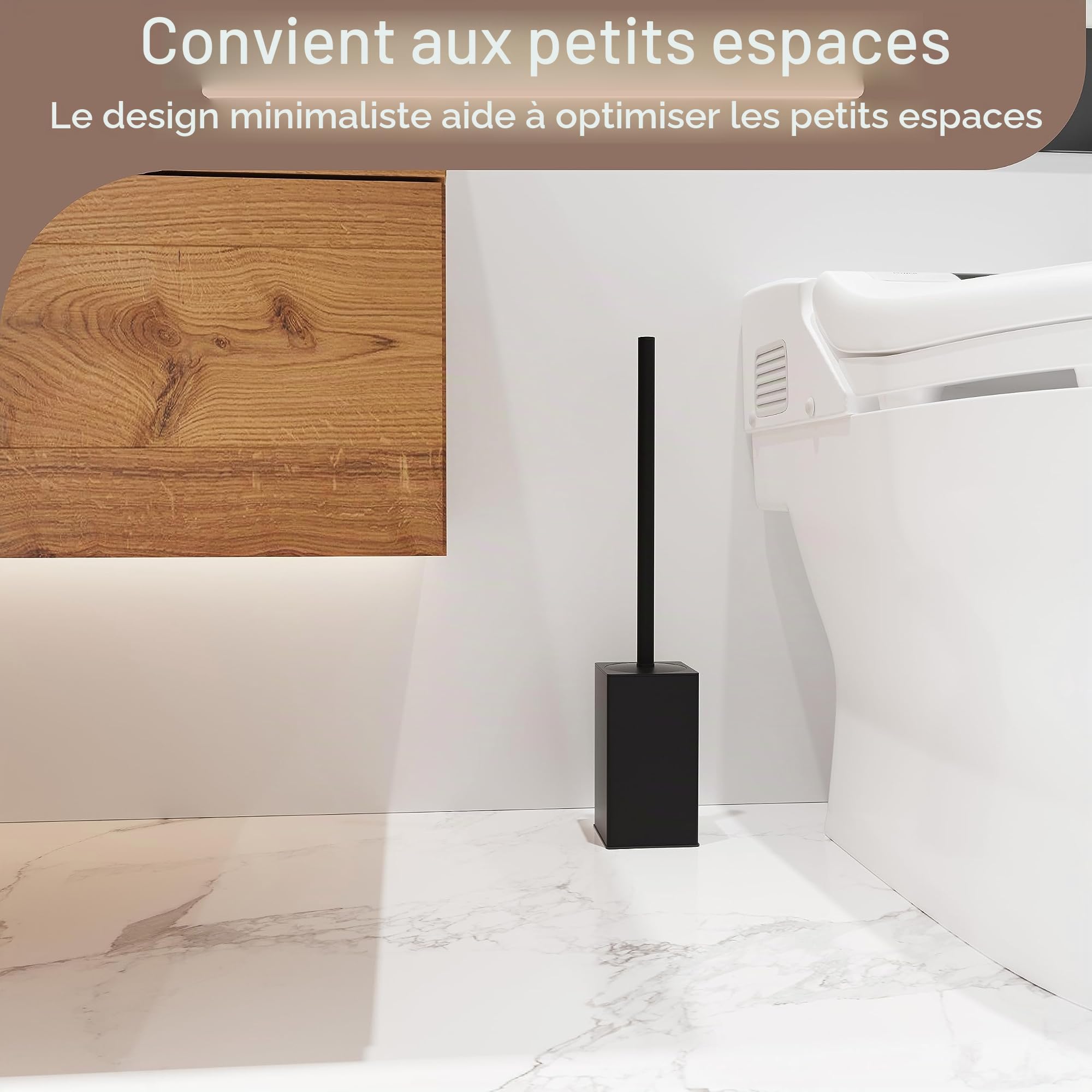 bgl Lot de 2 Supports de Brosse WC en métal Noir Mat