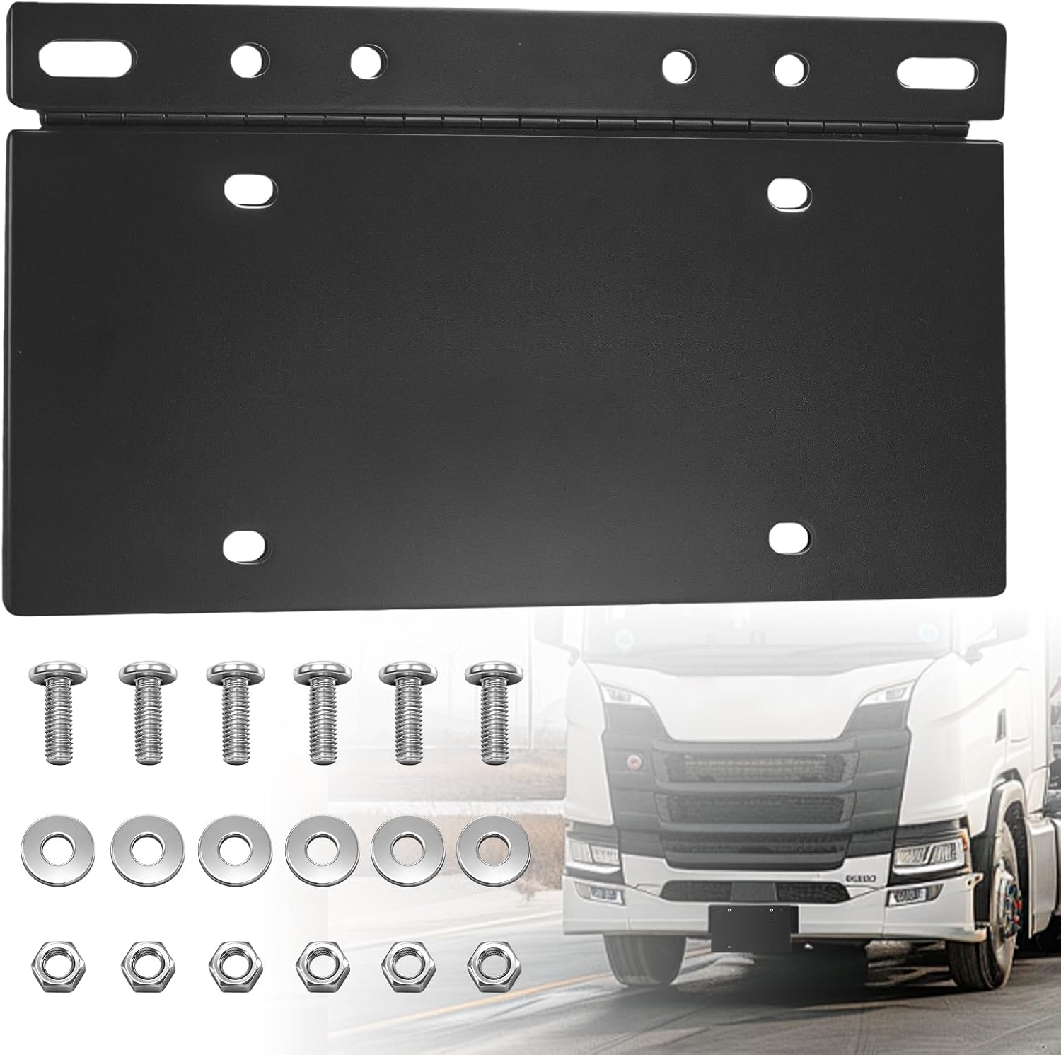 Heavy-Duty Angled License Plate Holder with Adjustable Hinge, Stainless Steel, Swinging Truck License Plate Mount for Truck/Trailer/Pickup/Classic Car