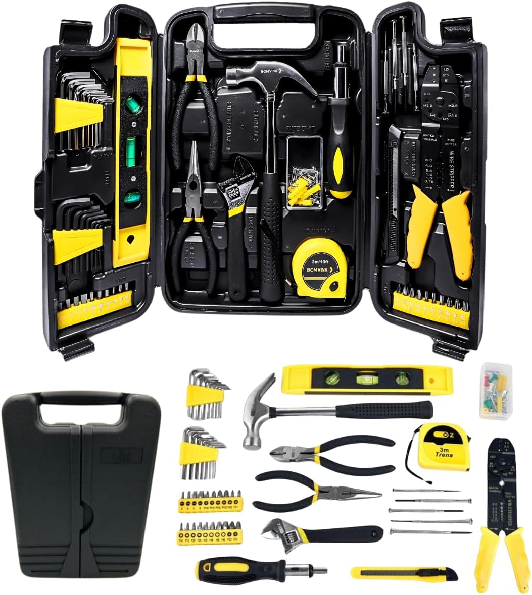 Kit de Ferramentas com 126 Peças e Maleta – Inclui Chaves Hexagonais, Alicates, Martelo, Estilete, Pontas de Fenda e Mais – Ideal para Reparos, Montagens e Manutenção Residencial