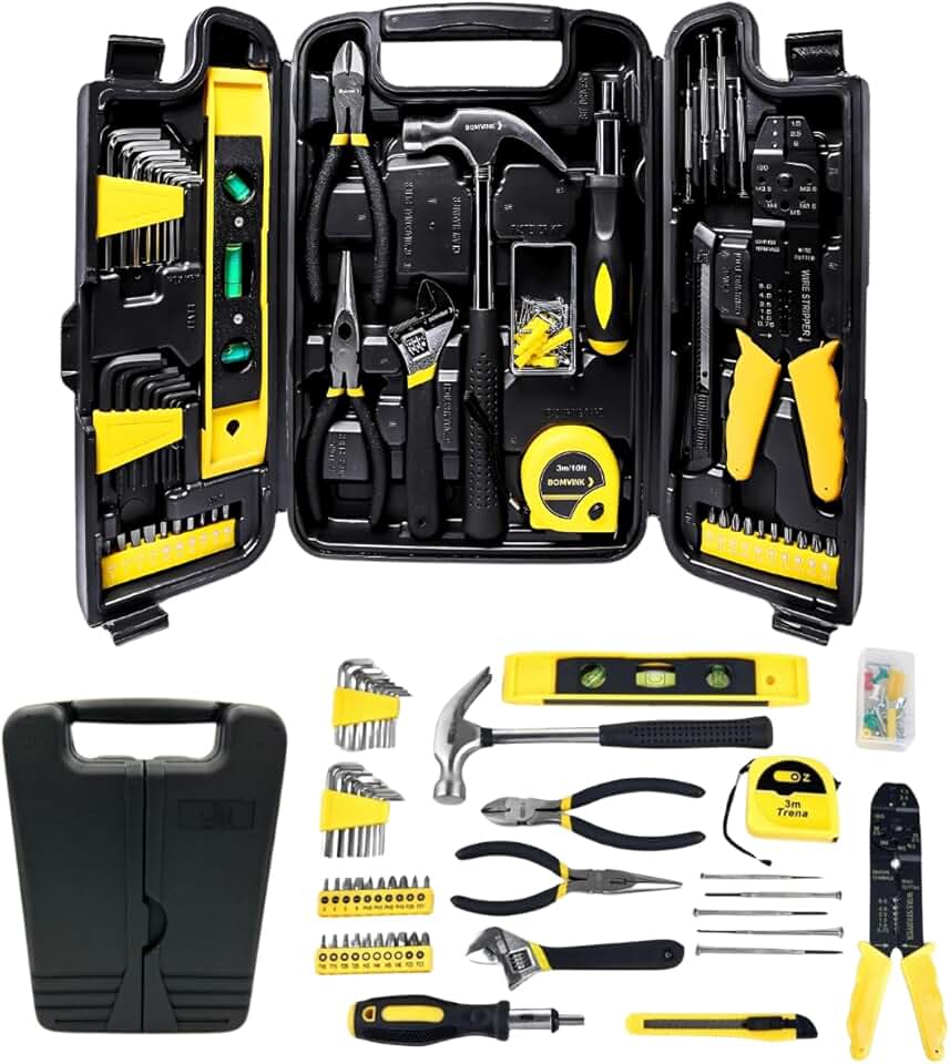 Kit de Ferramentas com 126 Peças e Maleta – Inclui Chaves Hexagonais, Alicates, Martelo, Estilete, Pontas de Fenda e Mais – Ideal para Reparos, Montagens e Manutenção Residencial
