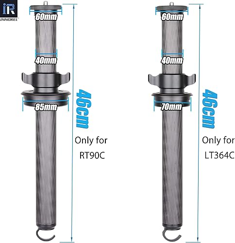 Miniatura 6 de Columna central de trípode-INNOREL ER40C, 10 capas de fibra de carbono de 1.8 pulgadas1.575 in, tubo de media columna, barra de extensión