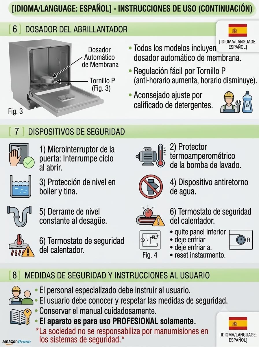 Lavavasos E35 Profesional Hostelería 350x350 mm | Lavavajillas Industrial Hostelería para Bar y Cafetería | Máquina Lavavasos Bajo Mostrador | Acero Inoxidable 2,8 kW