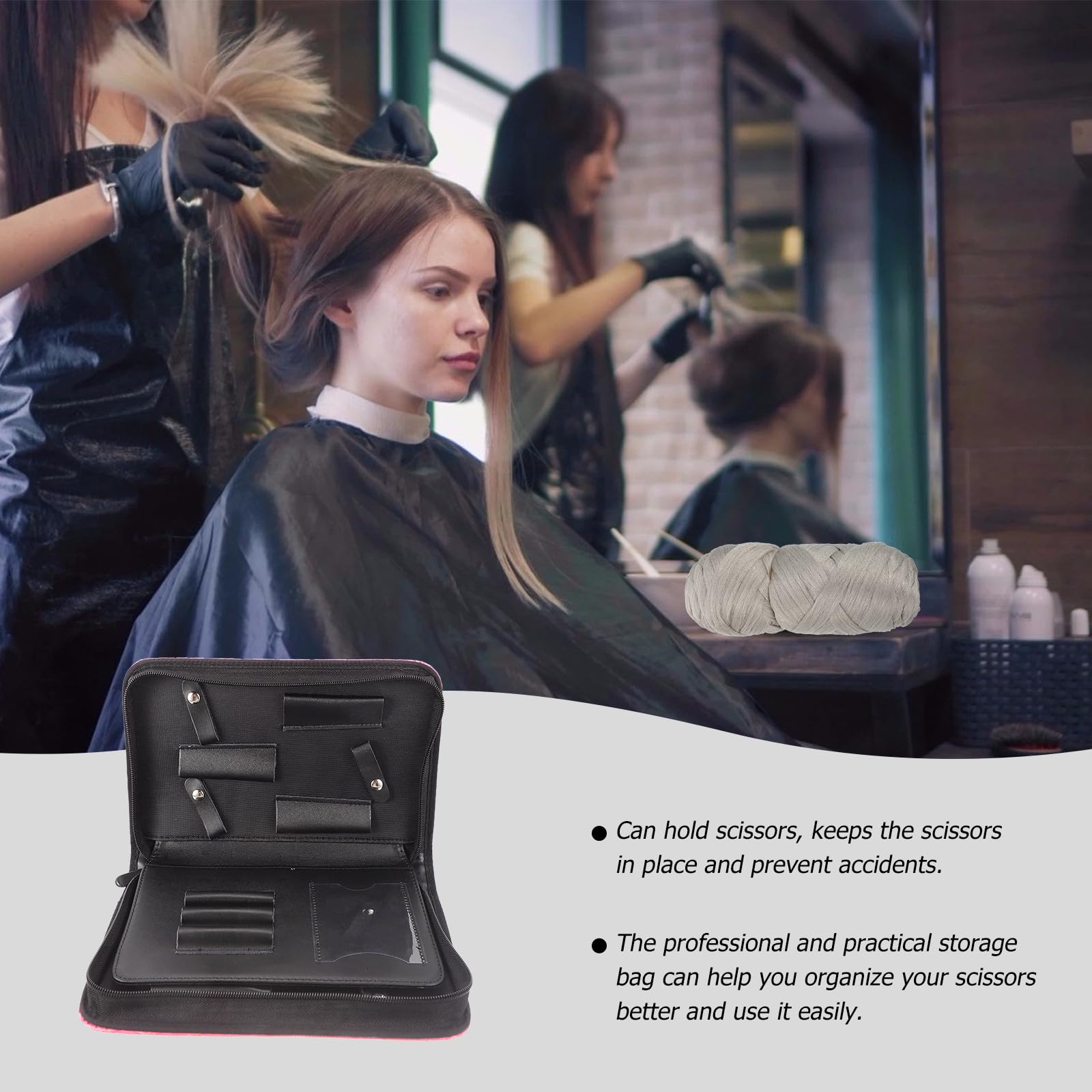 Housoutil Aufbewahrungsbox für Friseurscheren aus Kunstleder mit Rautensteppung Strapazierfähig und Leicht für Salon und Mobile Anwendung