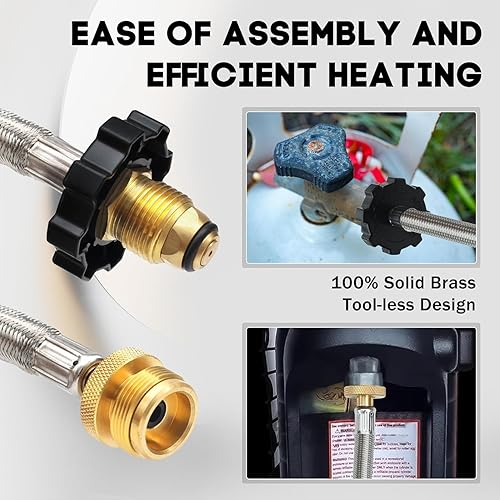 Miniatura 2 de Adaptador de manguera de propano POL de 12 pies, convertidor de 1 libra a 20 libras, convertidor de adaptador de tanque de propano para calentador