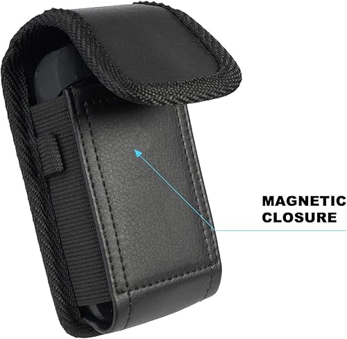 Miniatura 7 de Funda para Kyocera Flip Phone, Nakedcellphone - Funda vertical de piel vegana negra [con trabilla para cinturón, clip de metal, cierre magnético]