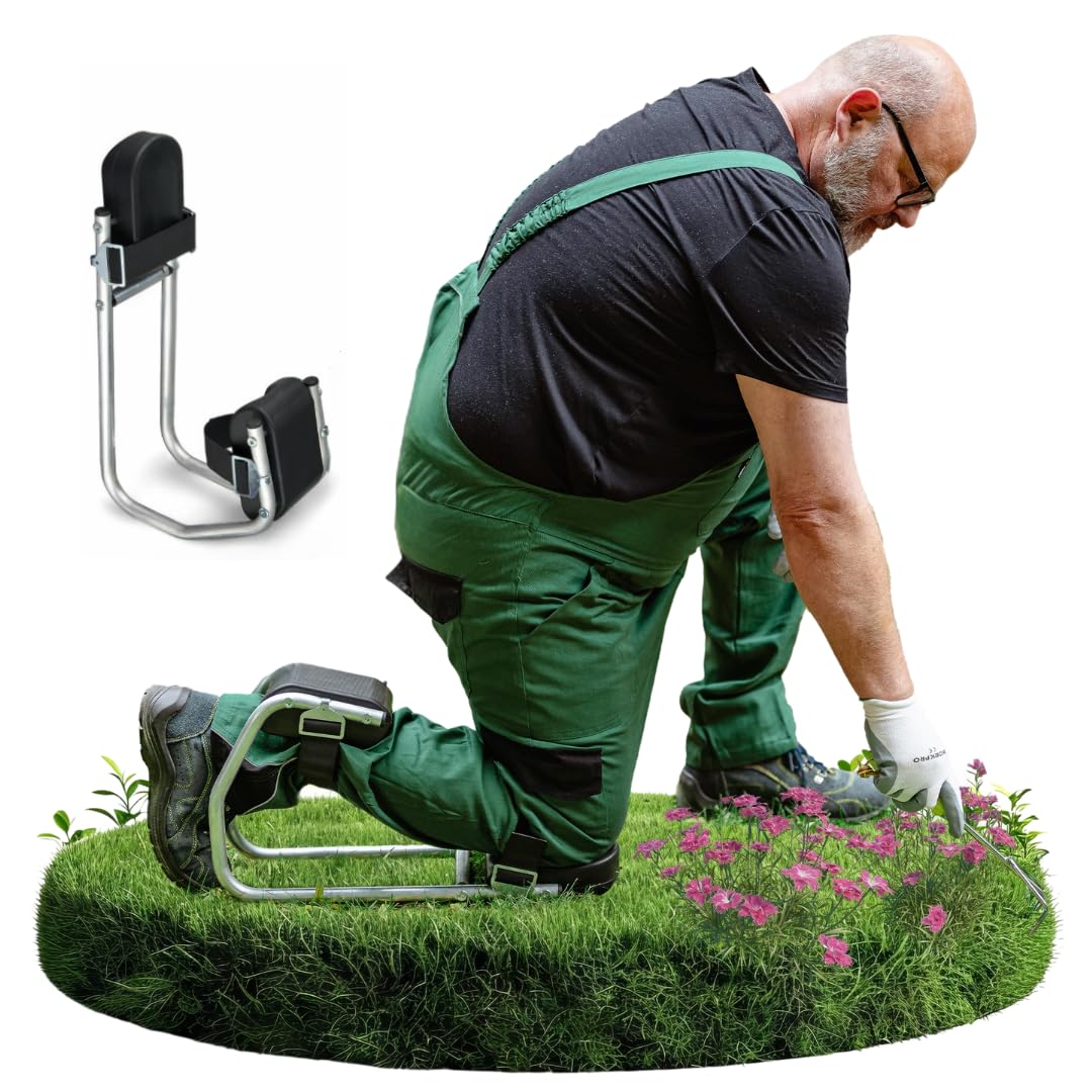 Florade Rodillera con función de asiento – Talla L (hasta 62 cm hasta la rodilla) a partir de aprox. 185 cm de estatura – arrodillarse sin dolor y sentarse cómodamente – Protección de rodilla en el