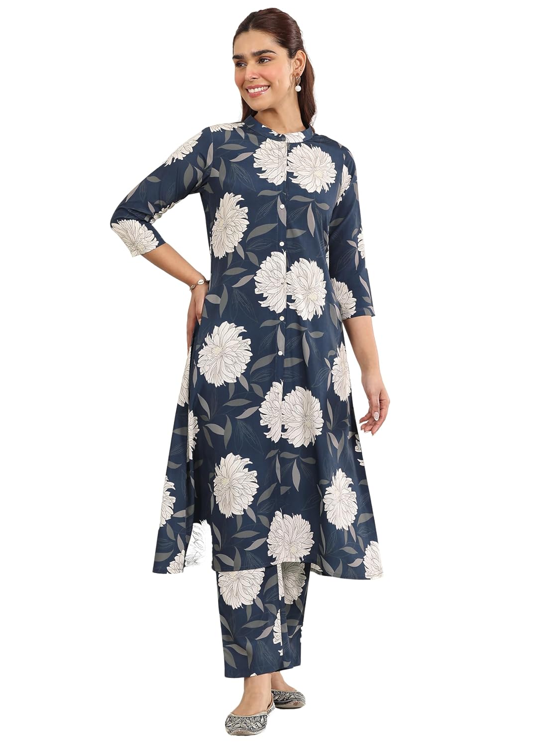 Libas Blue Printed Rayon Co Ords Co ords Set for Women Casual wear | Office wear