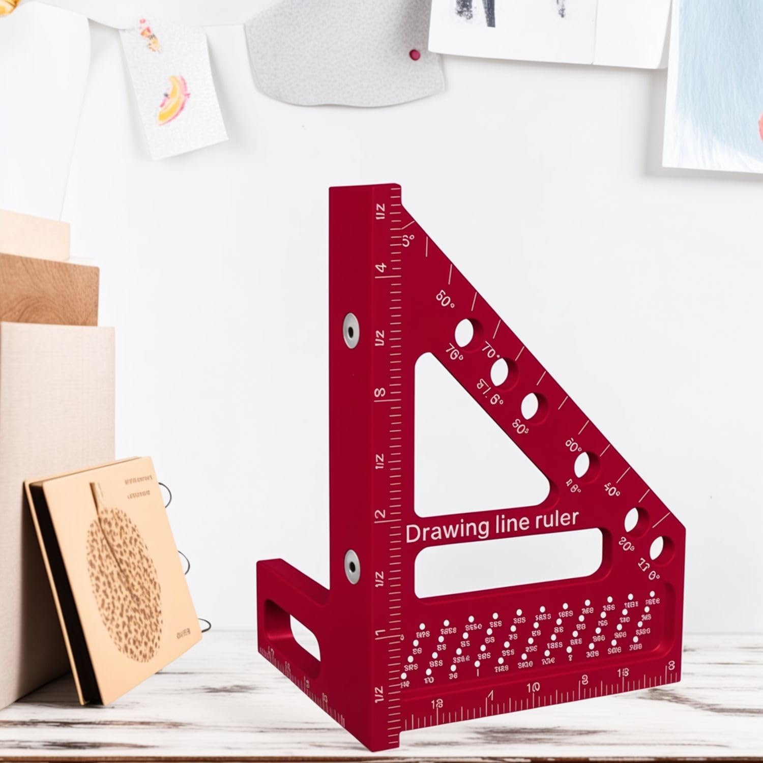 Tracing Ruler, 3D Multi-Angle Measuring Rulers, 45/90 Degree Angle Ruler Aluminum Alloy Carpenter, Wire Gauge Triangle Rulers for Measuring Tools