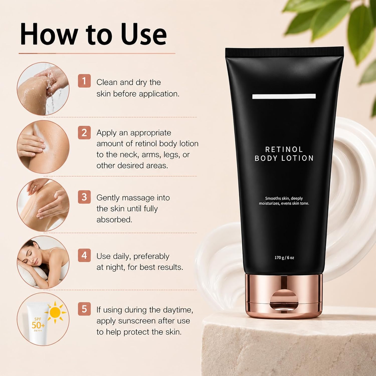 Retinol Body Lotion, Firming Body Cream for Crepey Skin, Intensely Moisturizing for Dry Skin on Neck, Arms & Whole Body image 4