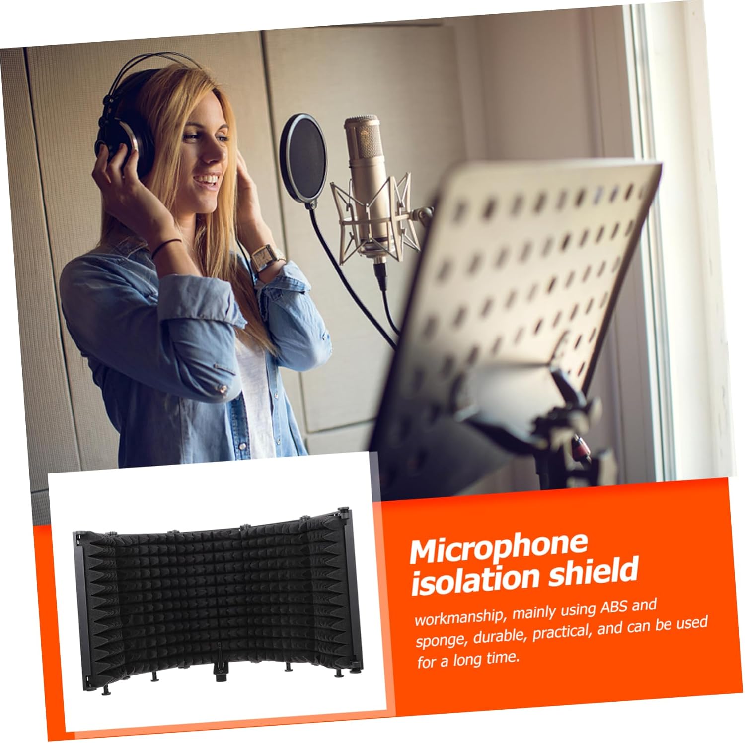 VICASKY Convenient Microphone Isolation Shield Abs Windshield Denoise Sound Filter Foldable Design for Studio Conference and Performance Use Moisture-resistant and Noise Reduction