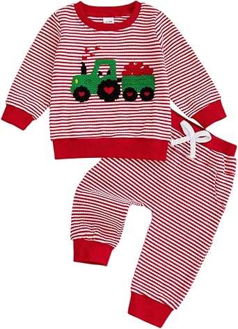 FYBITBO Toddler Baby Boy Fall Winter Clothes Sets Tractor Long Sleeve Shirt Tops Long Pants 2Pcs Sweatsuit Outfits Clothing