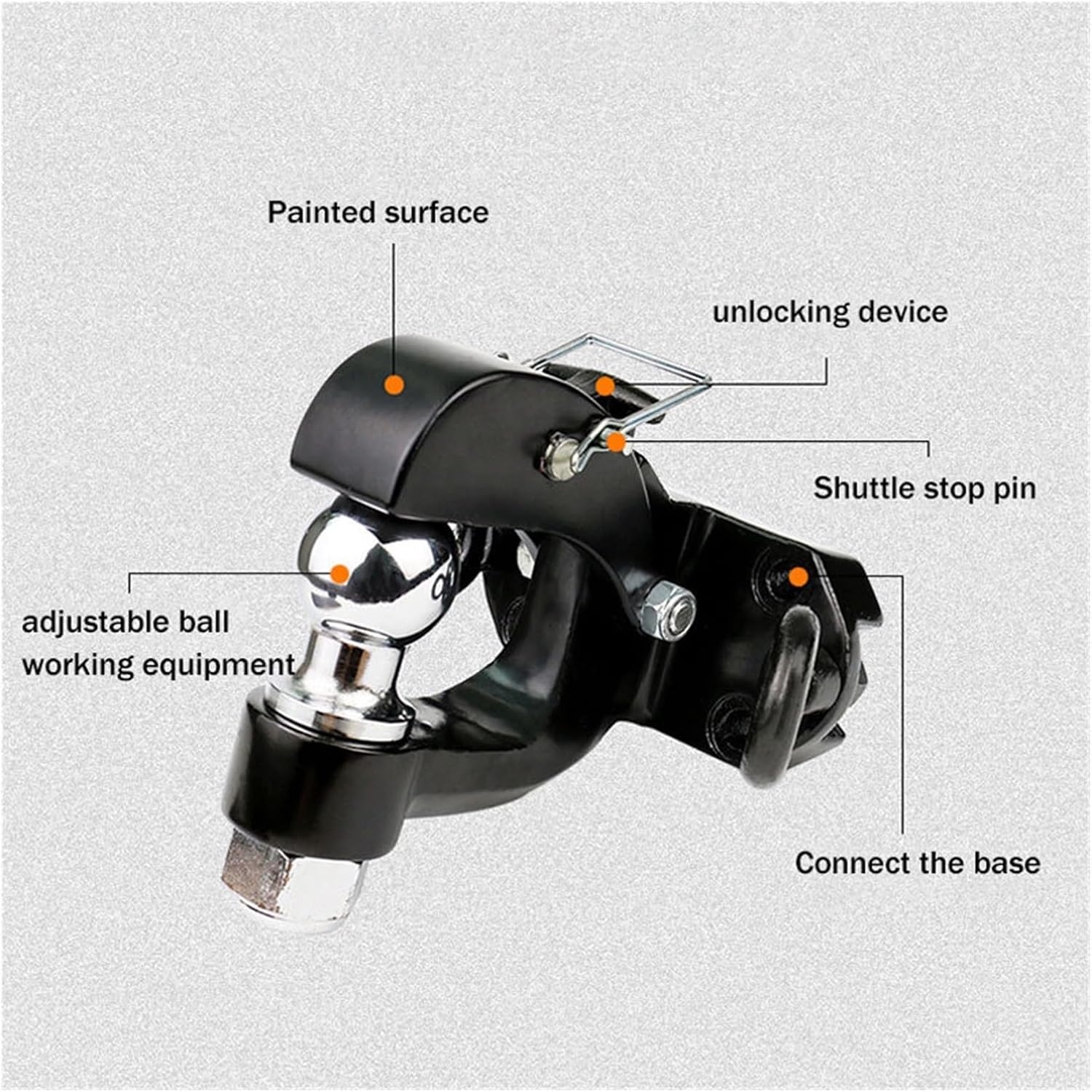 Trailer Hitches, Trailer Hitch Ball Mount with Hook Towing for Vehicle Recovery Off-Road Anti-Collision and Anti-Rear-End Off-Road Accessories