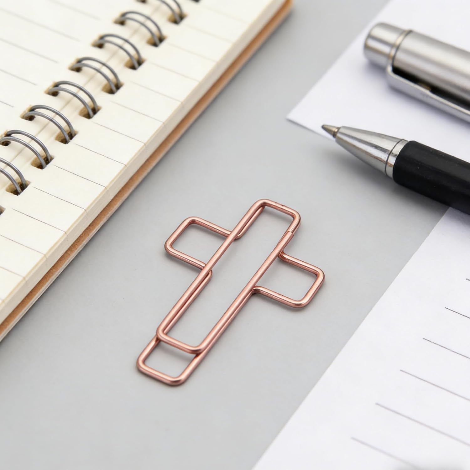 150 Pcs Rose Gold Cross Shaped Paper Clips, Stainless Steel Metal Clips in Clear Plastic Box, Bible Journaling Supplies for Bookmark, Office Document and Christian Study Gifts image 5