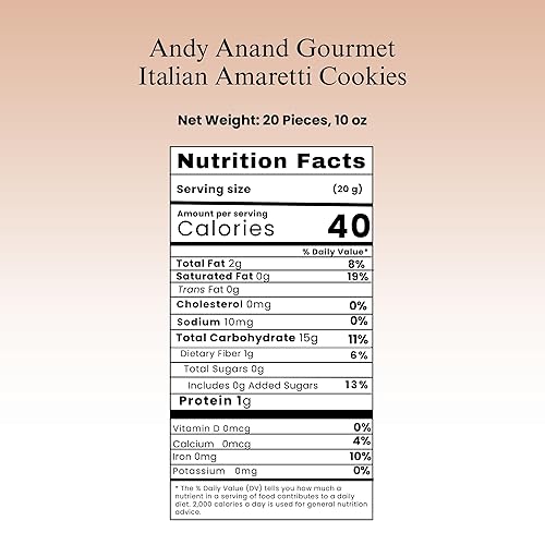 Miniatura 10 de Andy Anand Gourmet - Galletas italianas suaves de almendras amaretti italianas, surtidas de 20 unidades, sin gluten, envueltas individualmente, en