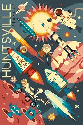 Huntsville, Alabama, Space Geometric (16x24 Giclee Gallery Art Print, Vivid Textured Wall Decor)