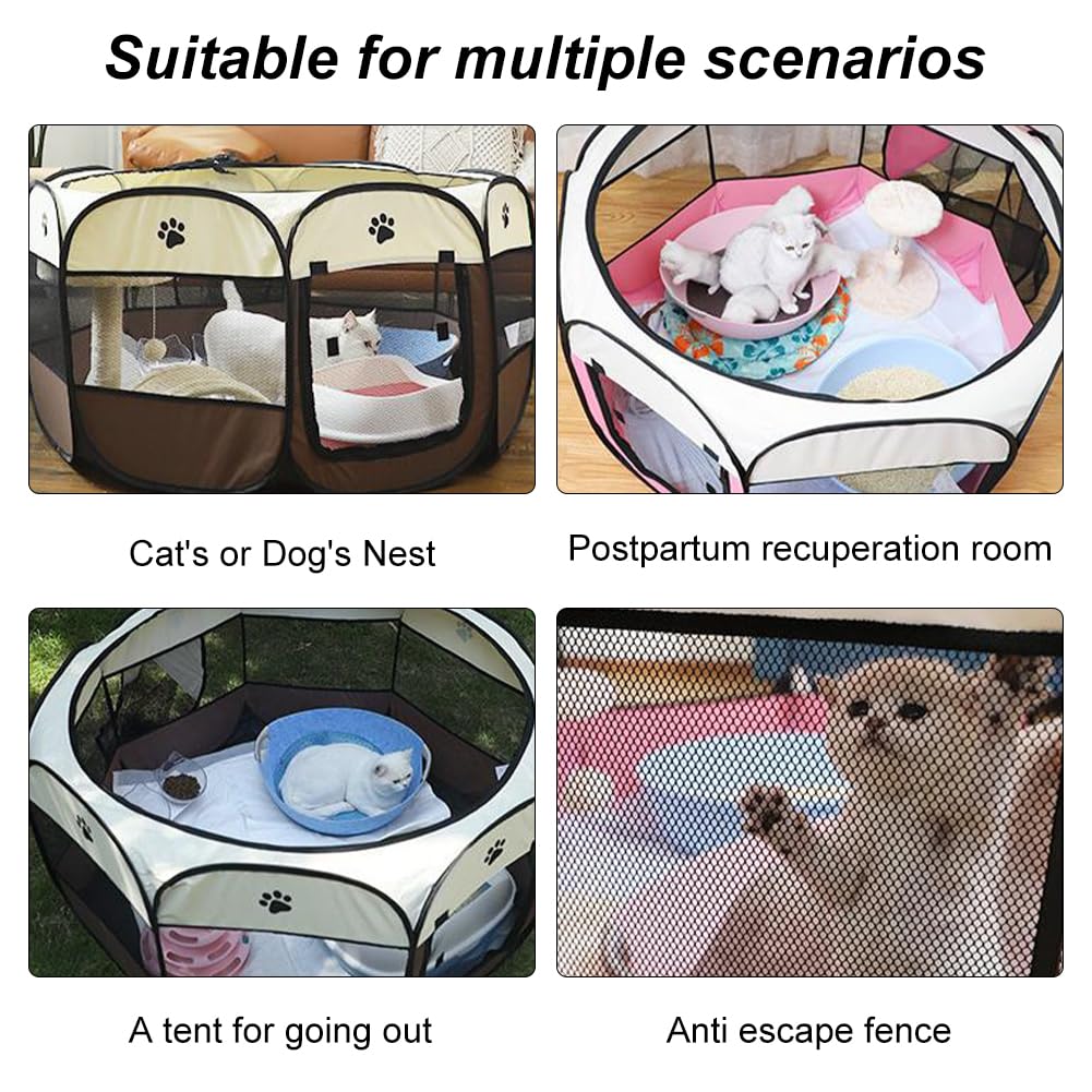Parque Plegable para Perros,Portátil Parque para Perros,Corralito para Perros,Impermeable Parque de Juego de Tela Oxford,para Interior y Exterior,para Cachorros,Gatos,Perros,Conejos,74x74x43cm