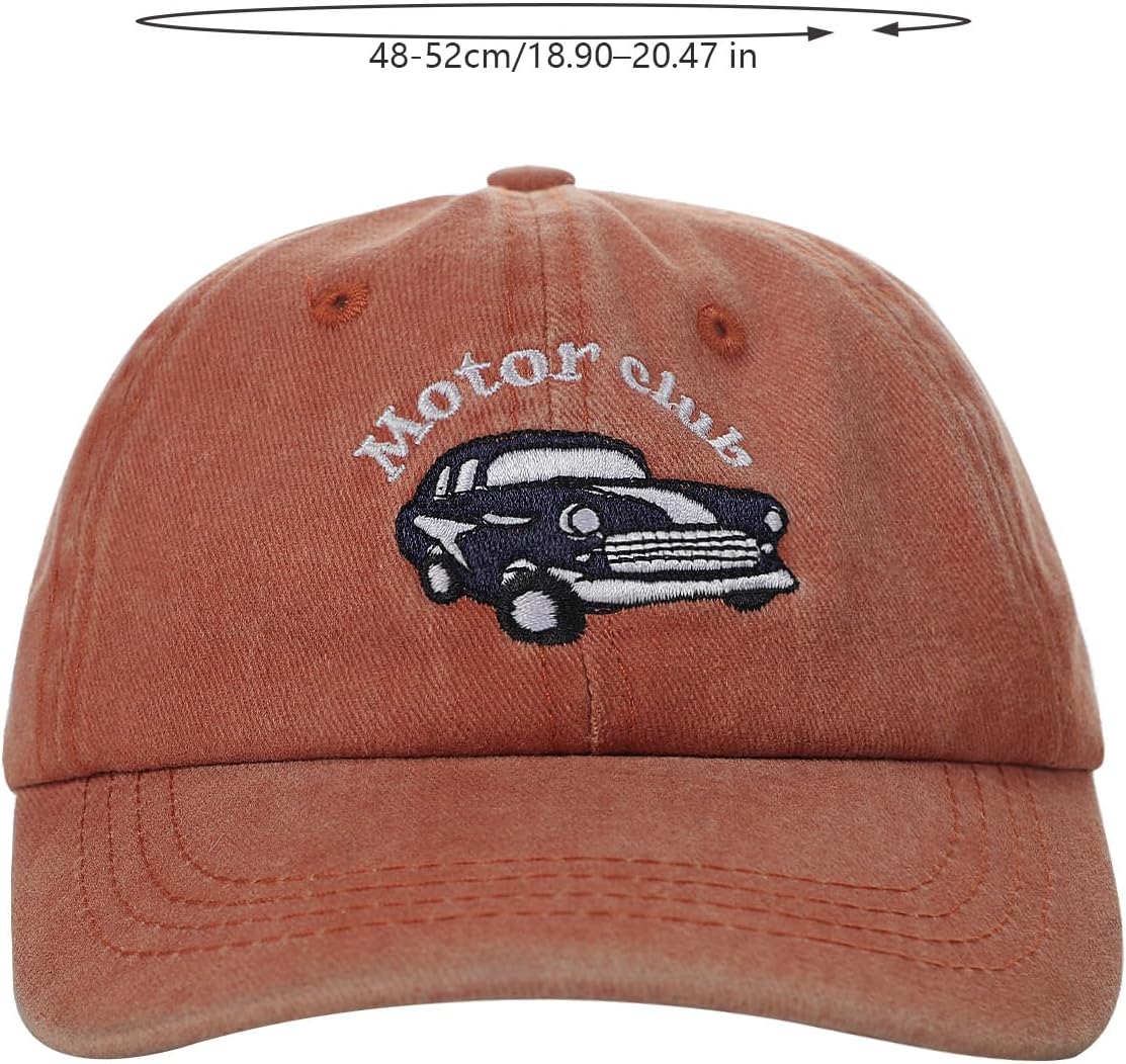 Kids Retro Car Embroidery Baseball Cap Washed Distressed Outdoor Cotton Hat Sports Summer Peaked Cap Visor, 1-6 Years