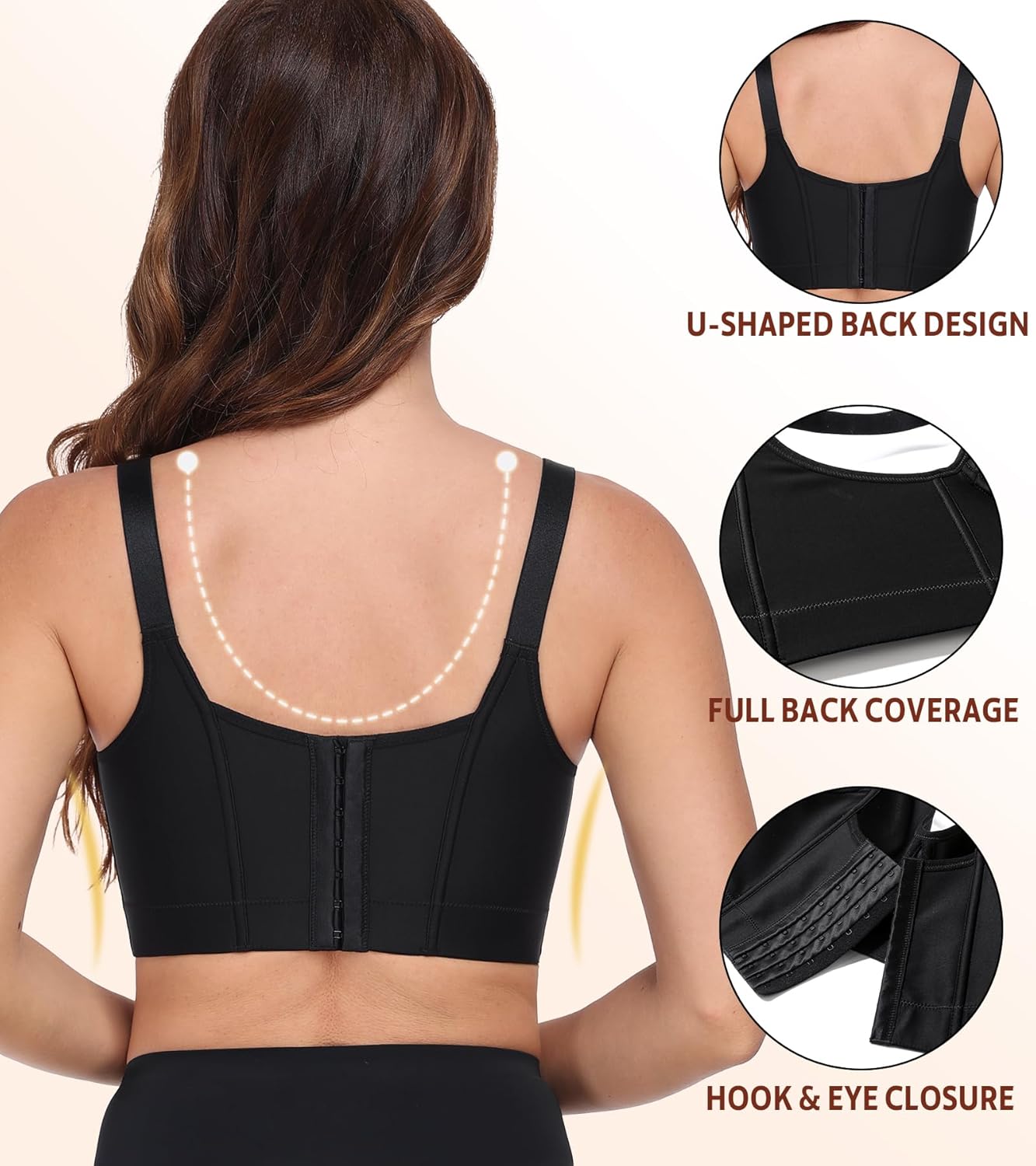 Women's Push Up Bras Full Figure Underwire Plus Size Hide Back Fat Smoothing T-Shirt Bra - Image 2