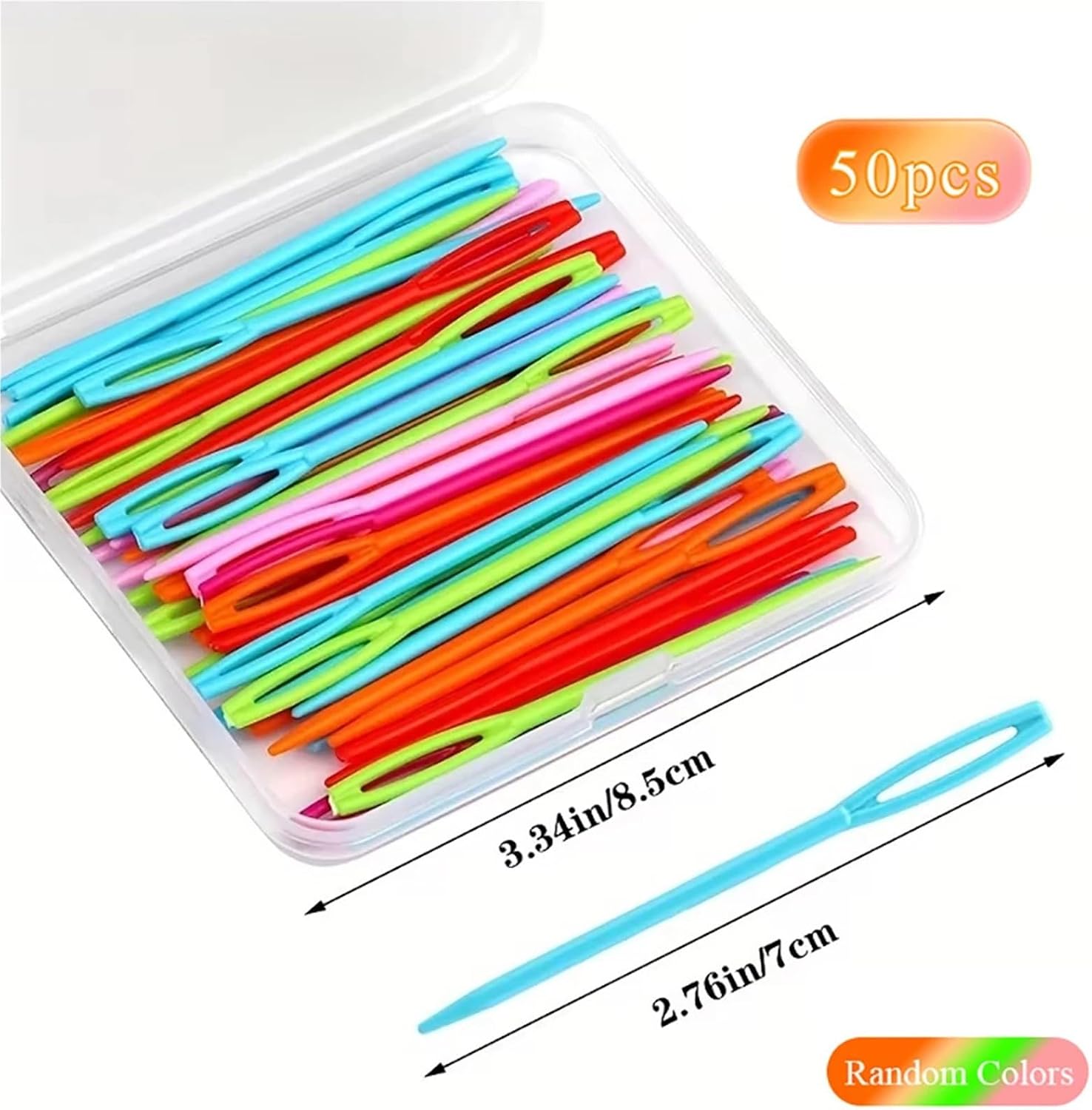 Large Eye Plastic Needles 10Box 7cm Large Eye Yarn Needles with Box Plastic Sewing Assorted Colors Needle Set for DIY Handmade Crafts
