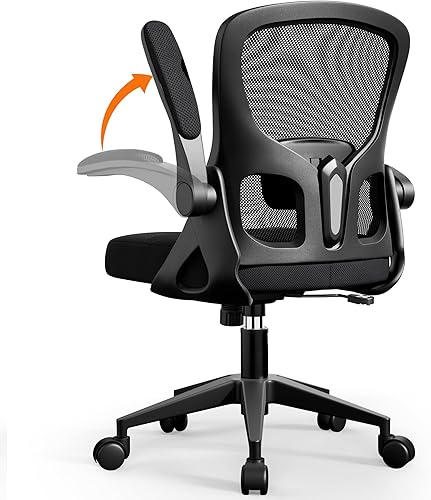 Silla de oficina ergonómica, soporte lumbar ajustable, silla giratoria cómoda con reposabrazos abatibles que ahorran espacio, silla de juegos de