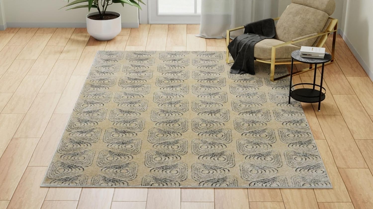 Rugs America Cadence CN50B Contemporary Geometric Netsuke Non-Shedding Living Room Bedroom Dining Home Office 2x8 Runner Area Rug, 2'0"x8'0"
