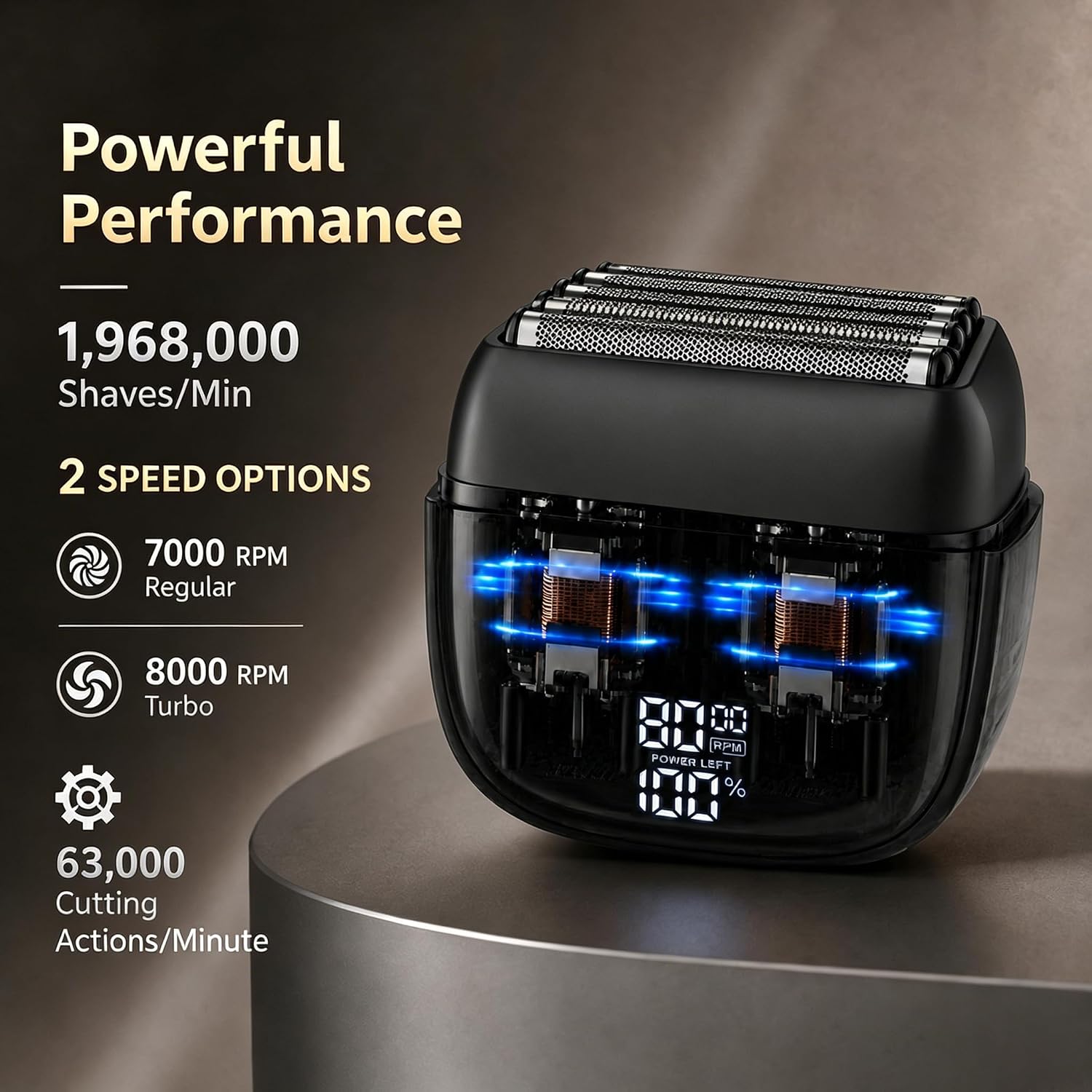 6-Blade Electric Foil Shaver for Men, Cordless Electric Shaver with LED Display, 2 Speeds Adjustable, Magnetic Blade Guard, Rechargeable Electric Razor for Travel (BlackB)