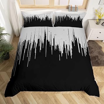 Feelyou Abstract Ombre Stripes Duvet Cover Twin Size 2Pcs Boys Girls Teens