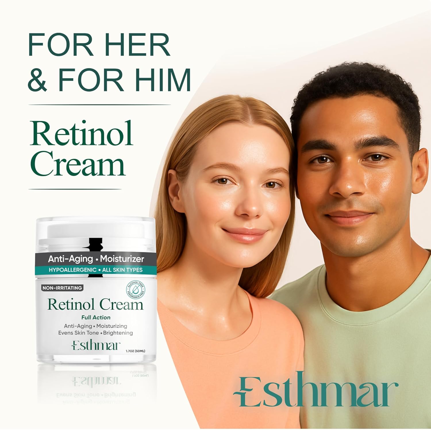 Retinol Face & Neck Cream – Anti-Aging Night Moisturizer with Hyaluronic Acid, Vitamin E & Aloe Vera – Reduces Wrinkles, Fine Lines & Dark Spots, Hydrating for All Skin Types