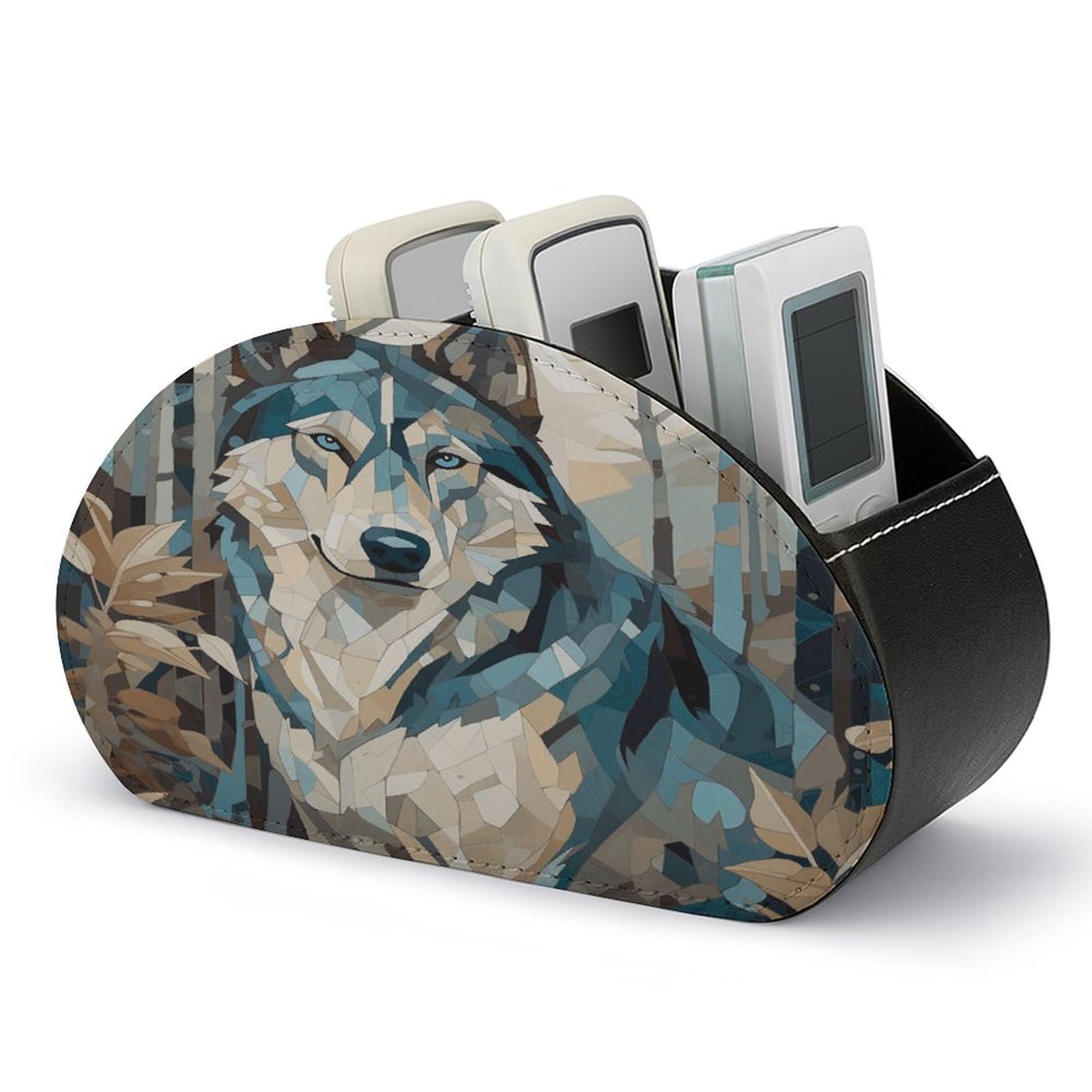 Btcowzrv Style Hand Drawn Dog Pattern Remote Control Holder With 5 Compartments