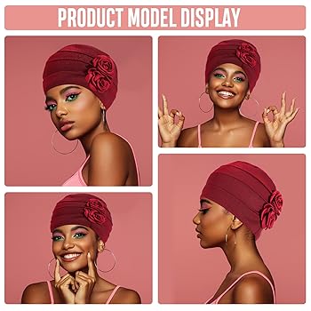 COCPOK 6 PCS Women Turban Flower Caps,Head Wrap Beanie Cap