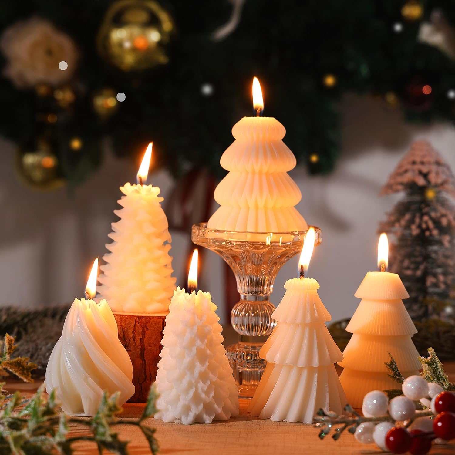 6 PCS Christmas Tree Candles Large Christmas Scented Candle