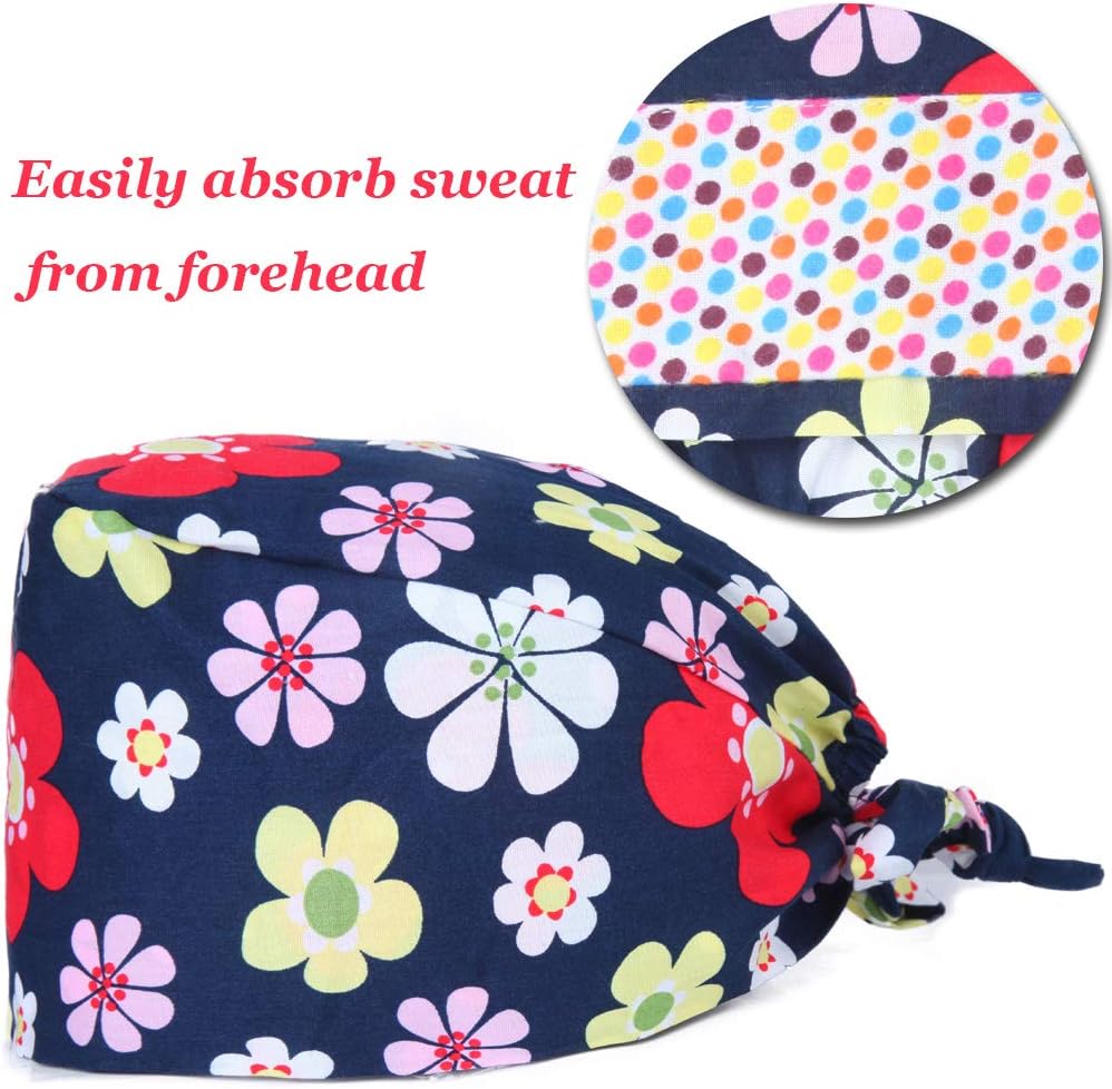Kousenpu Adjustable Working Cap,Elastic Tie-Back Scrub Cap, Unisex, One Size Multiple Color - Image 5