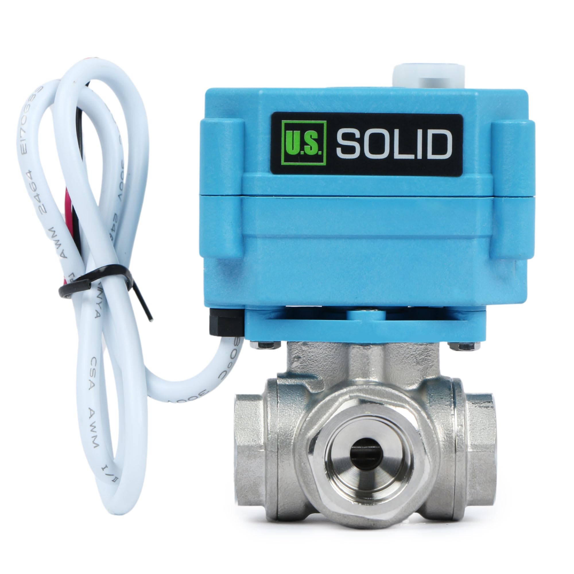 Electric 3 Way Motorized Ball Valve - Heavy Duty Multipurpose L Type Water Shutoff Valve - 3 Way Valve with Manual Function, Standard Port by U.S. Solid - Image 2