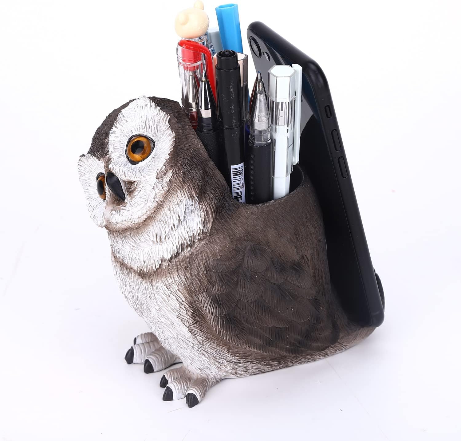 Ebros Eulen Statue - Skurriler Stiftehalter & Make-up Organizer, 13,3cm, Handbemalt