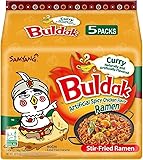 SAMYANG Curry Buldak Stir-Fried Ramen Noodles, Spicy Korean Curry Flavor, Halal Certified – 24.7 Oz (pack of 1) (total 5 pcs)