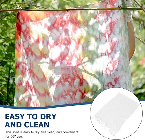 Miniatura 5 de EXCEART Bufanda blanca de algodón Bufanda DIY En blanco para teñido anudado Graffiti hecho a mano Niños DIY Pintura Dibujo Mujeres Blanco