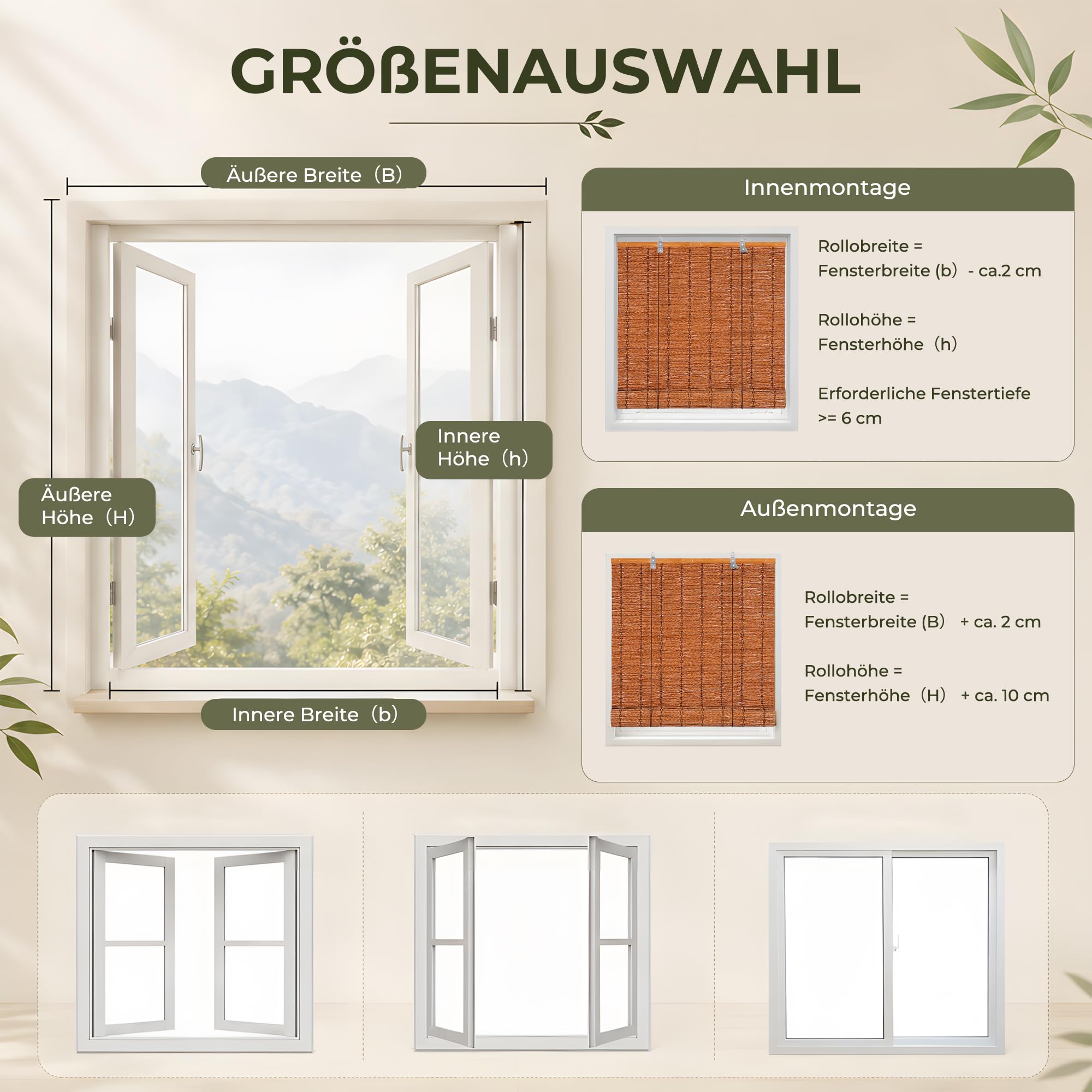 HOMEDEMO PE Tenda a rullo per Interni e Esterni, effetto bambù, Impermeabile, Protezione UV e Privacy, Tende Oscurante per Balconi e Terrazze, veneziane di Ventilazione, Marrone Scuro, 140x220cm