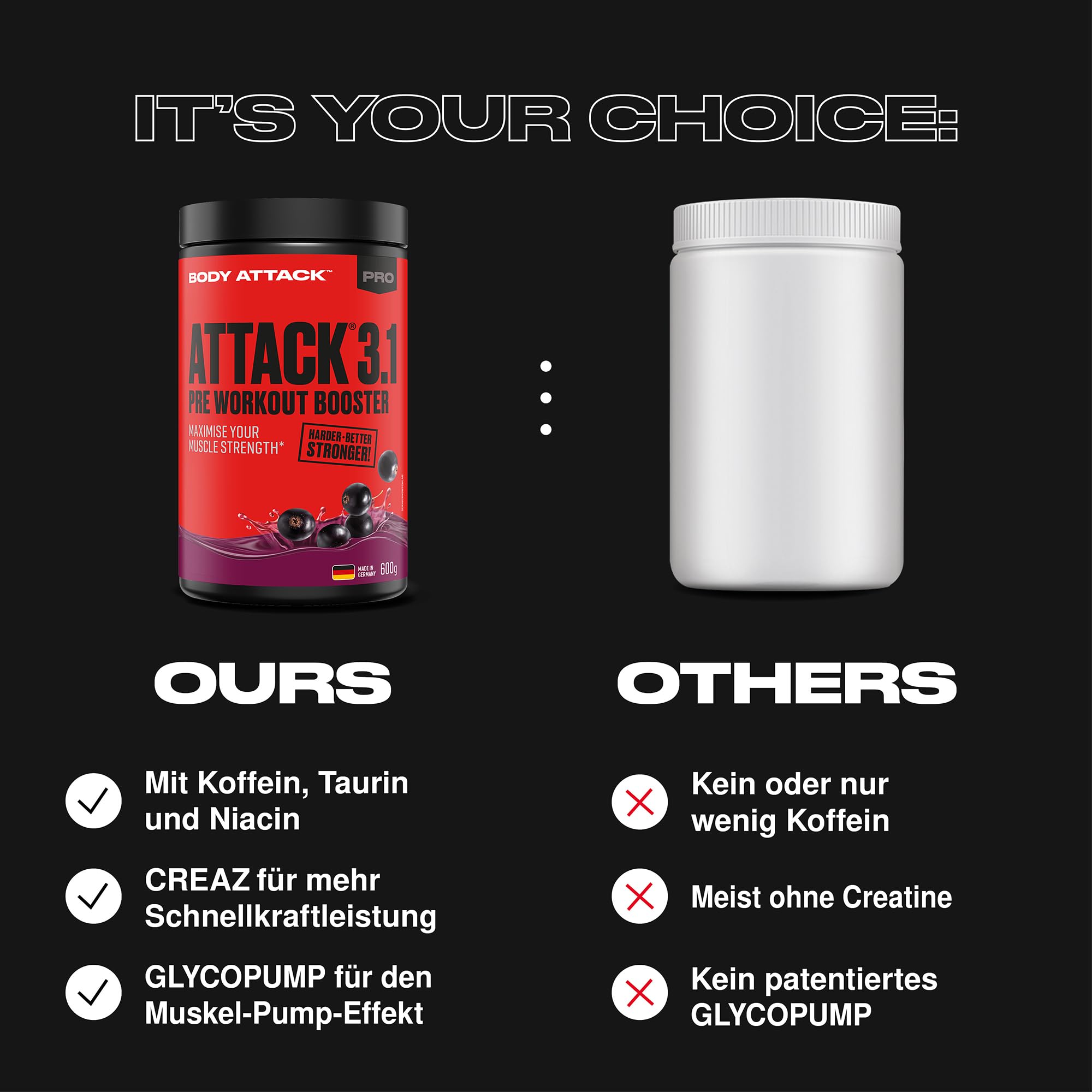 Body Attack PRE WORKOUT BOOSTER – Green Apple, 600 g - Hochdosierter Pump Booster mit Koffein, L-Arginin, Taurin & Creatin - Speziell entwickelt für Bodybuilding & Muskelaufbau Training