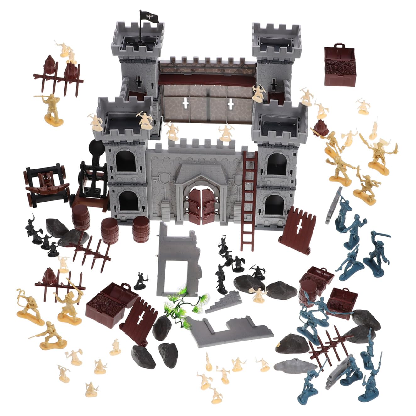 Set Castello Modellino da Assemblare, 310 Pezzi, Plastica | Tema Pirata, Sacchetto Incluso, per Uso Decorativo ed Educativo, 1 Confezione