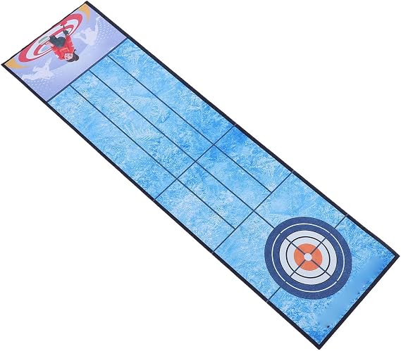 Tabletop Curling Game Set with Foldable Mat, Portable Desktop Toy