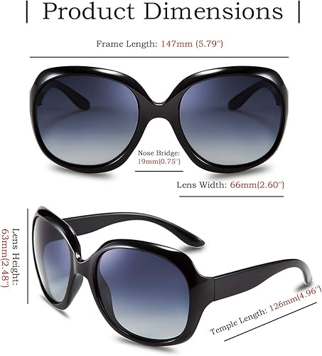 Miniatura 6 de FEISEDY Gafas de sol polarizadas de gran tamaño para mujer, lentes TAC, gafas de sol de marco grande vintage B2434