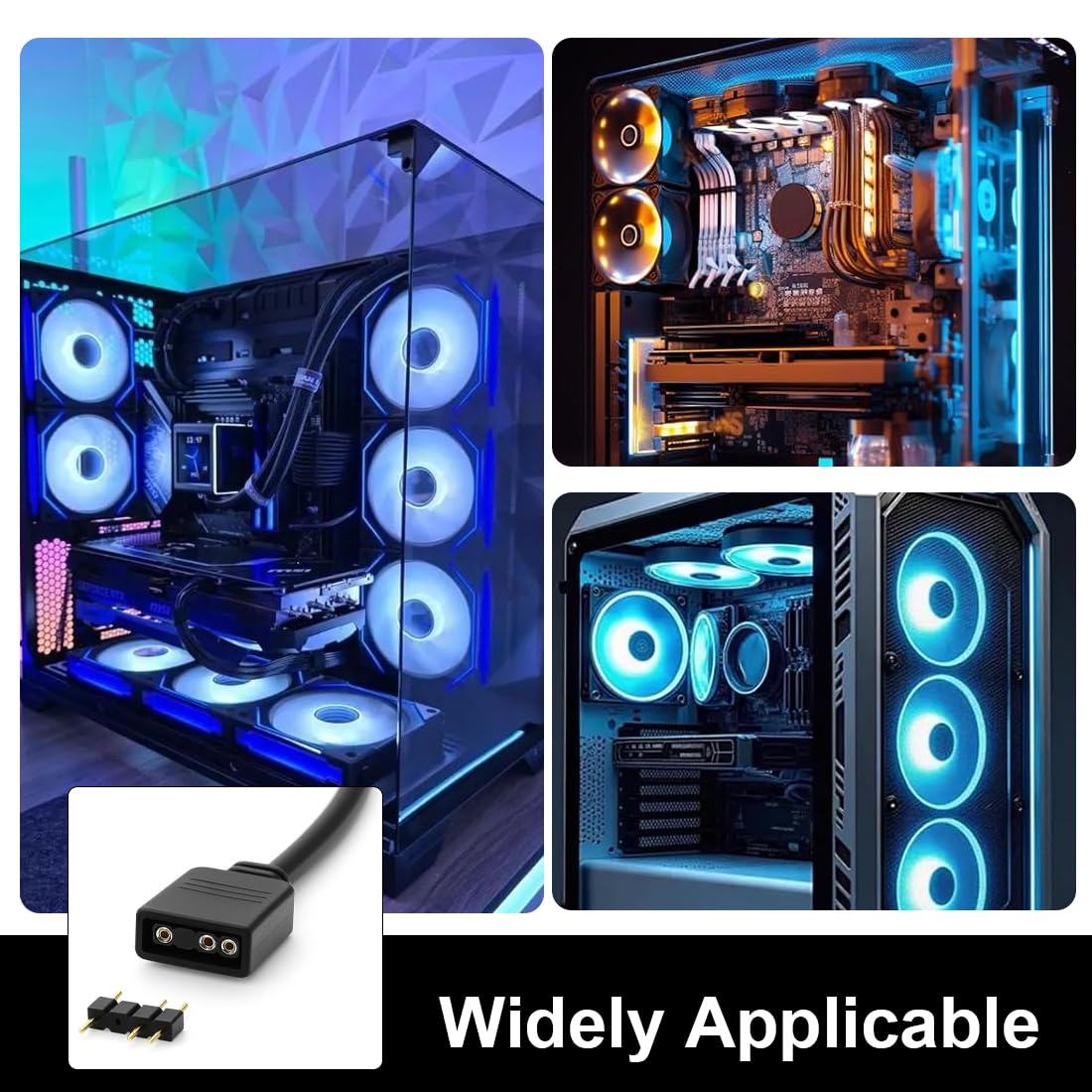 Câble répartiteur ARGB 3-Pin 5V 30 cm, Fan Splitter Cable en Y pour Connecteur RGB Carte Mère