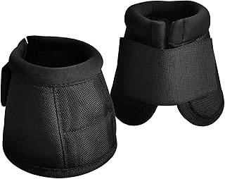 Gallopoff Equine Ballistic Overreach Bell Boots, No-Turn Bell Boots for Horses, Horse Hoof Protection Boots (Sold in Pairs) Black Medium