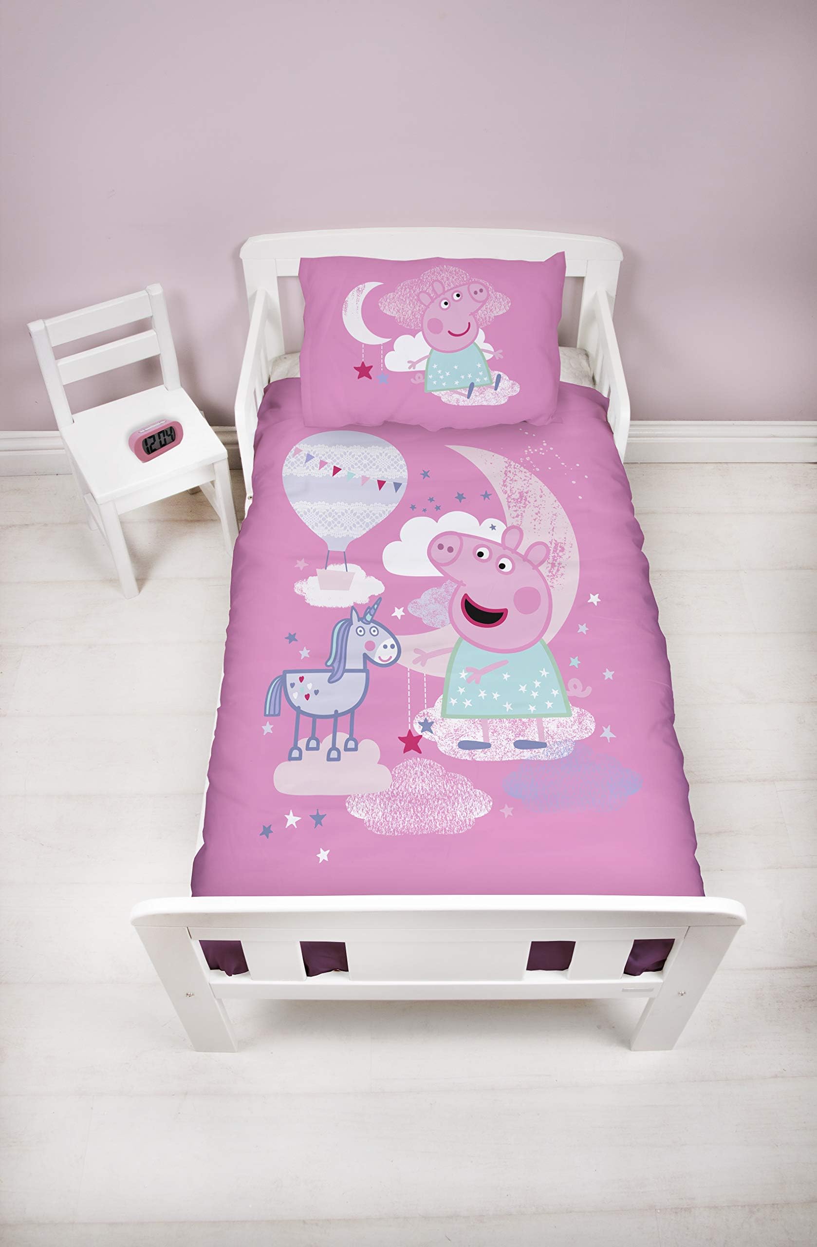Character World Peppa Pig Cot Bed Duvet Cover | Magical Dreams Unicorn Pink Design | Children’s Kids Bedding Set & Pillowcase