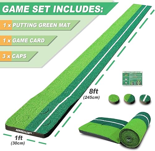 Vista 7 de SENSECLUB Verde de Golf Interior Plegable, Juego de Alfombra de Golf, Regalos de Golf para Hombres con Sistema de Recolección de Bolas