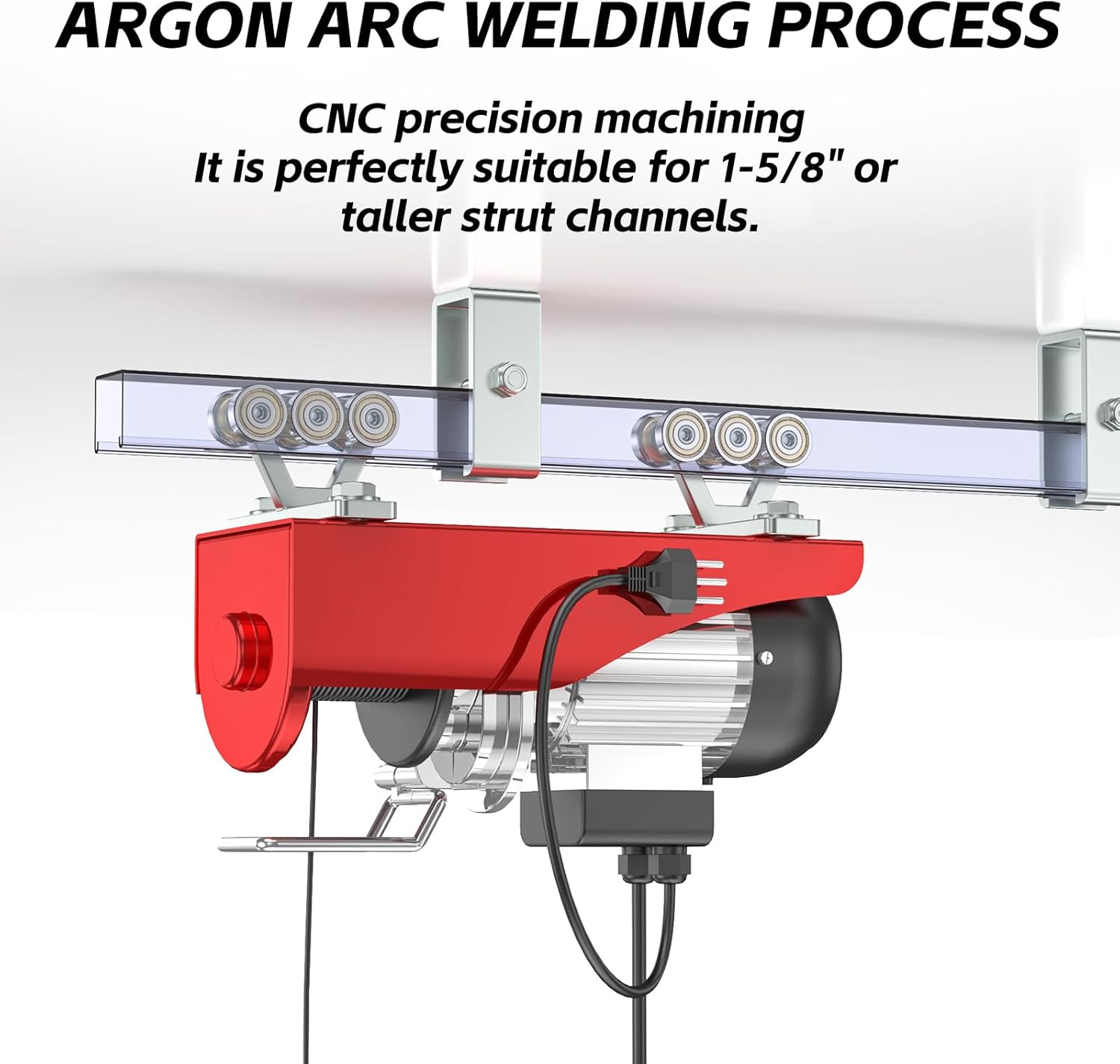 SKTREX 6 Wheel Hoist Trolley with Rollers - Strut Trolley Assembly for Electric Hoist - Fits 1-5/8" Wide and Taller Strut Channel - High Strength and Silent Operation