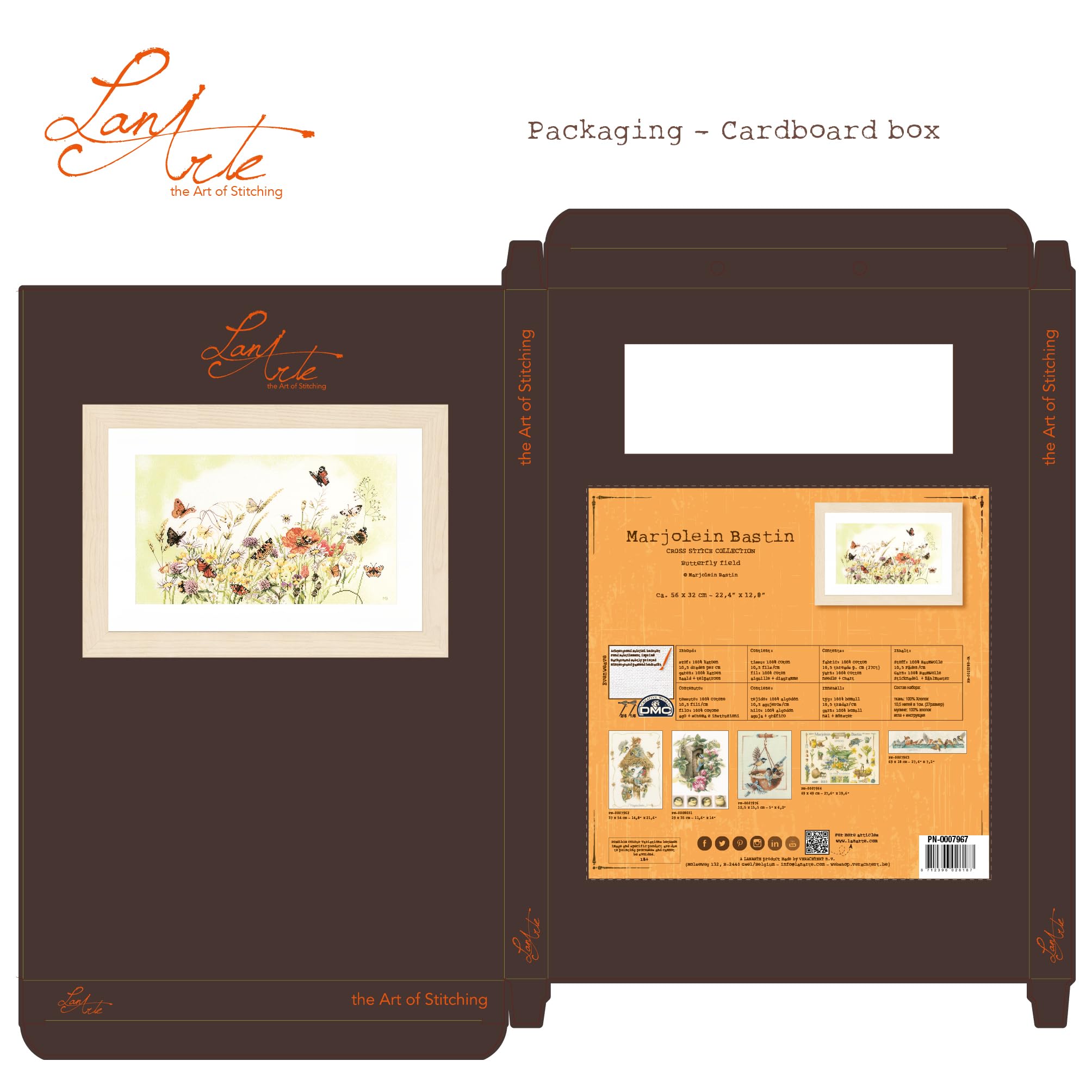 LANARTE Haft Krzyżykowy Liczony Zestaw Obraz do Haftu KWIATY Zrób to Sam Zestaw Kreatywny dla Dorosłych Rękodzieło Artystyczne 56 x 32 cm Dekoracja Ścienna DIY Cross Stitch Kit