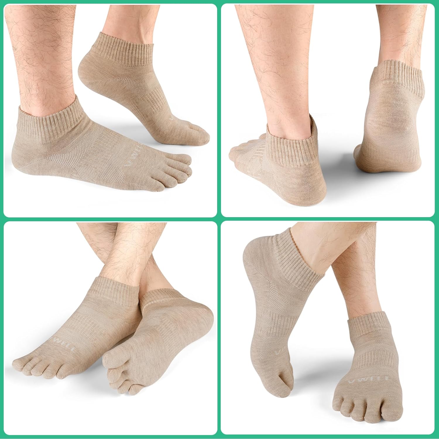VWELL Merino Wool Toe Socks for Men and Women, Moisture Wicking Ankle Five Finger socks Athletic Running (3Pairs)